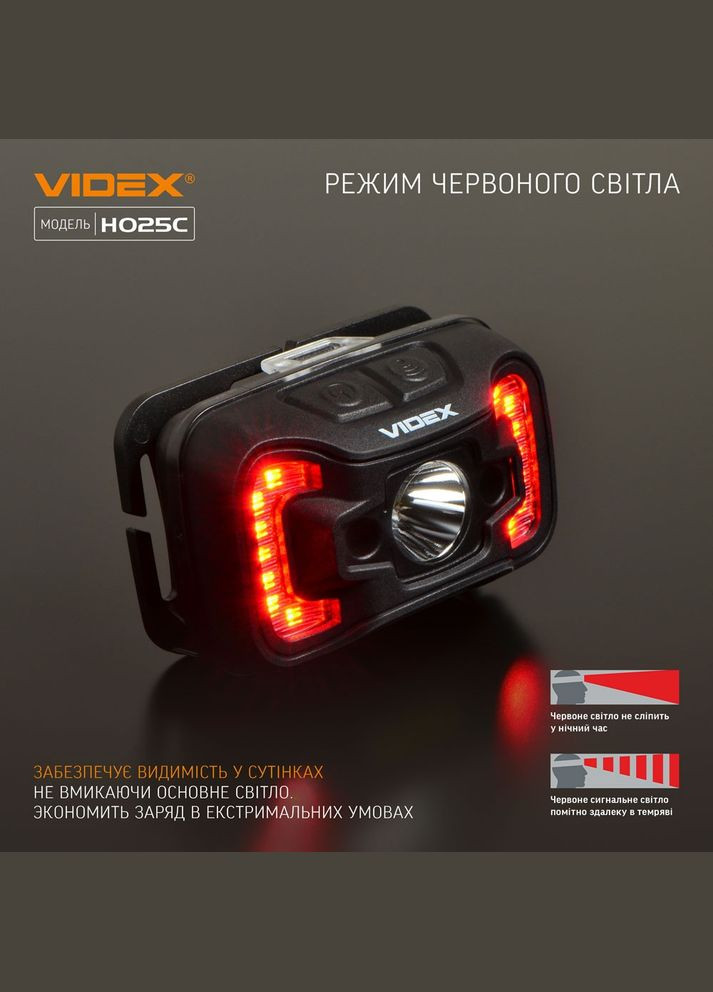 Налобний світлодіодний ліхтарик VLF-H025C 310Lm 5000K Videx (365290315)