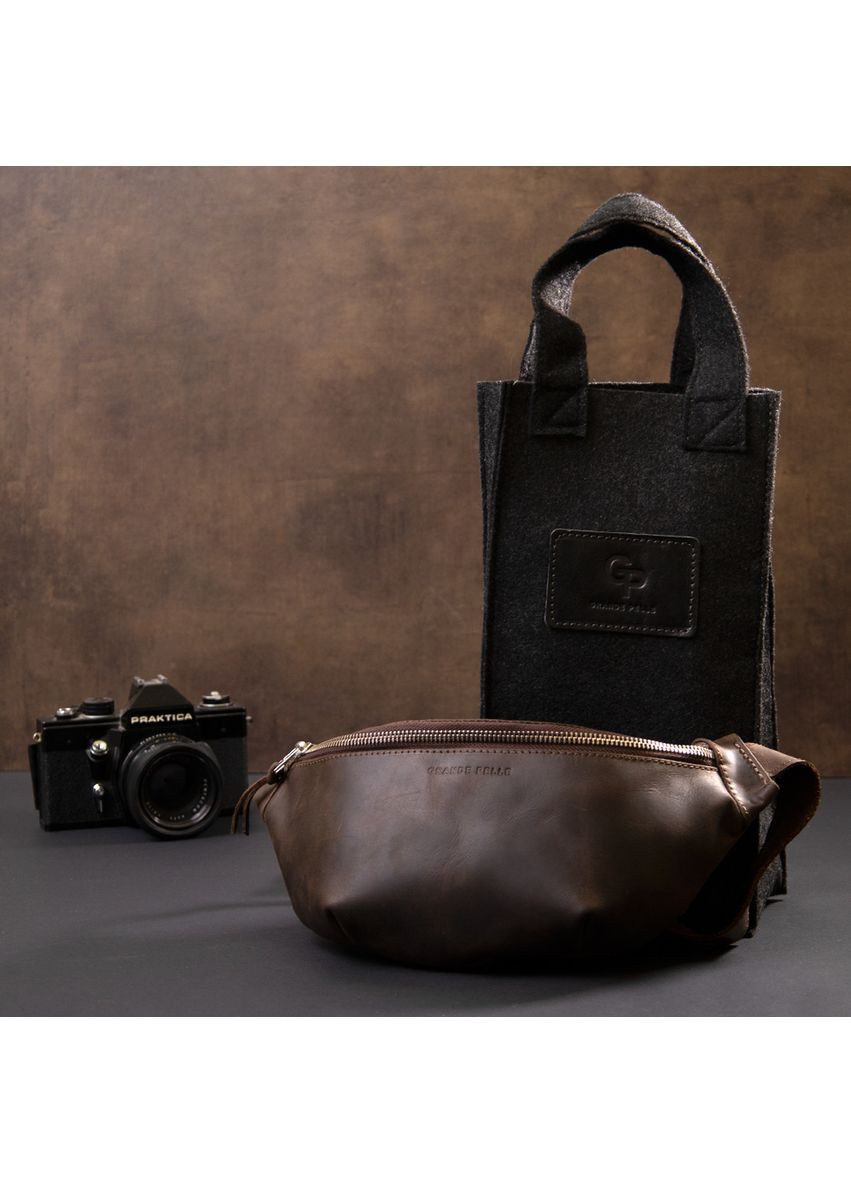 Бананка в матовой коже 11154 Коричневый. Grande Pelle (368862682)