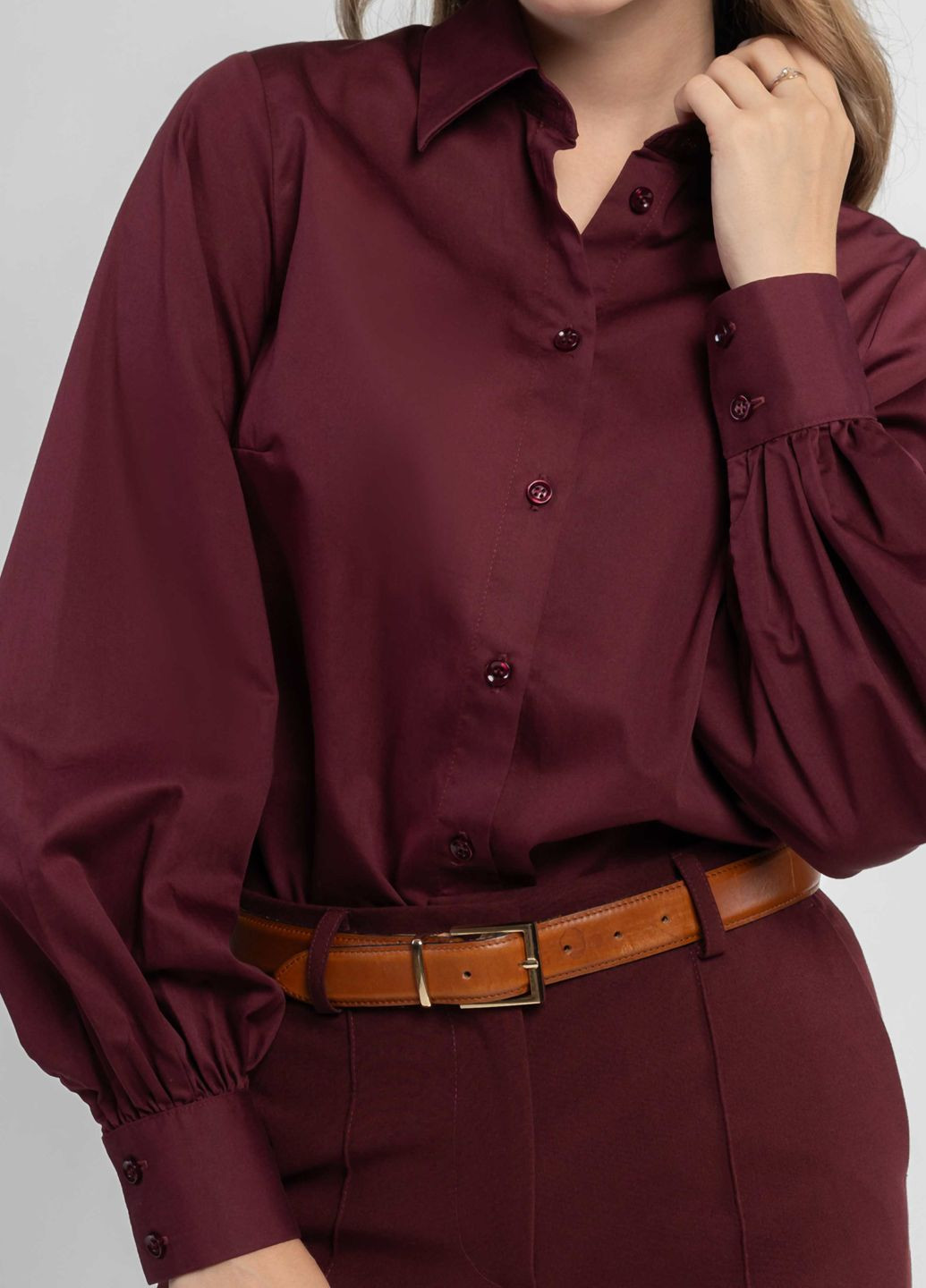 Бордовая рубашка однотонная Arber