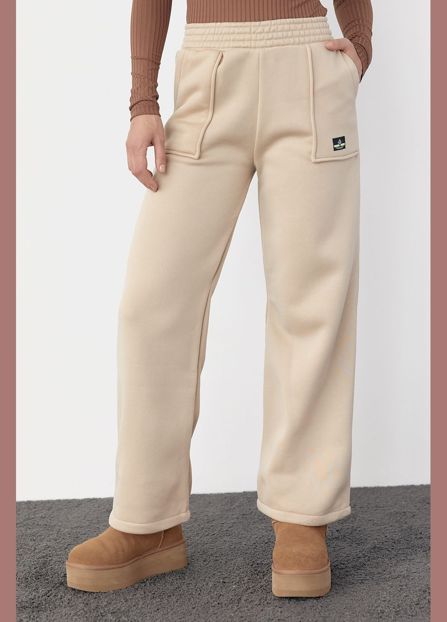 Трикотажні штани на флісі з накладними кишенями 58342 Lurex (280910225)