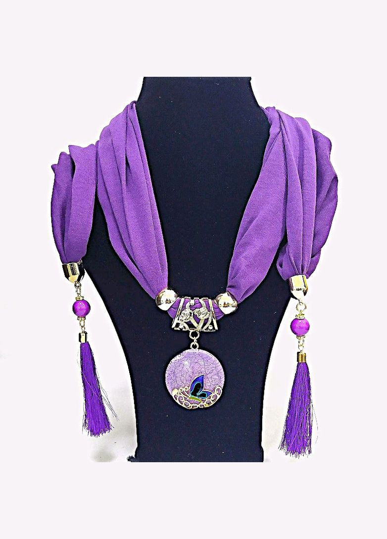 Шарф с украшением трикотажный Фиолетовая бабочка No Brand (327419606)