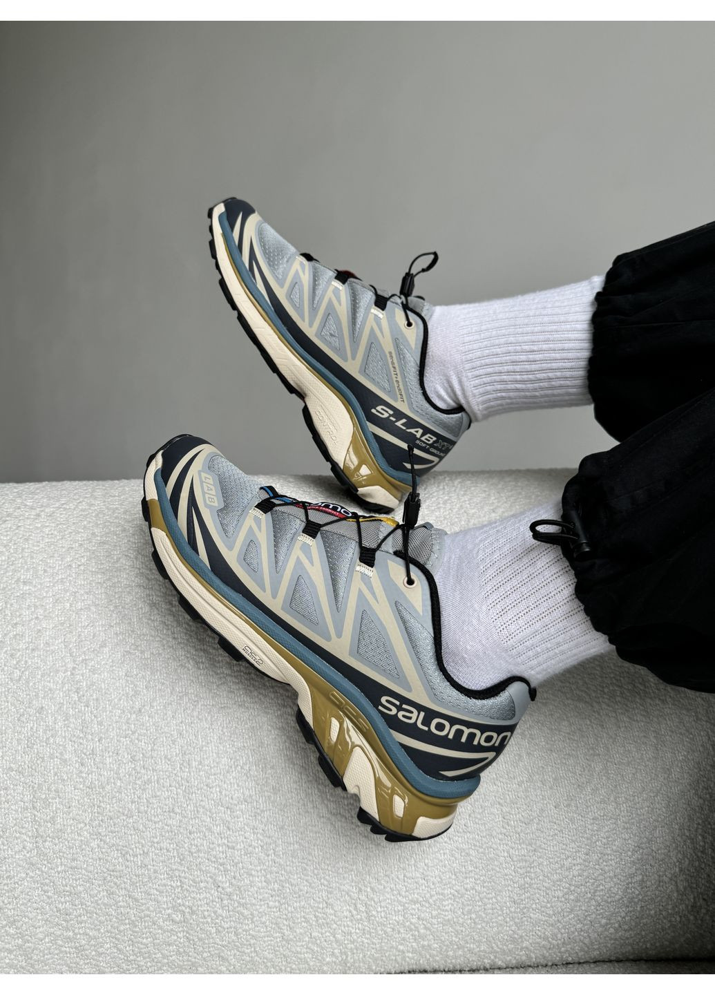 Бежевые демисезонные кроссовки мужские salomon s / lab xt-6 blue / beige саломон хт-6 No Brand