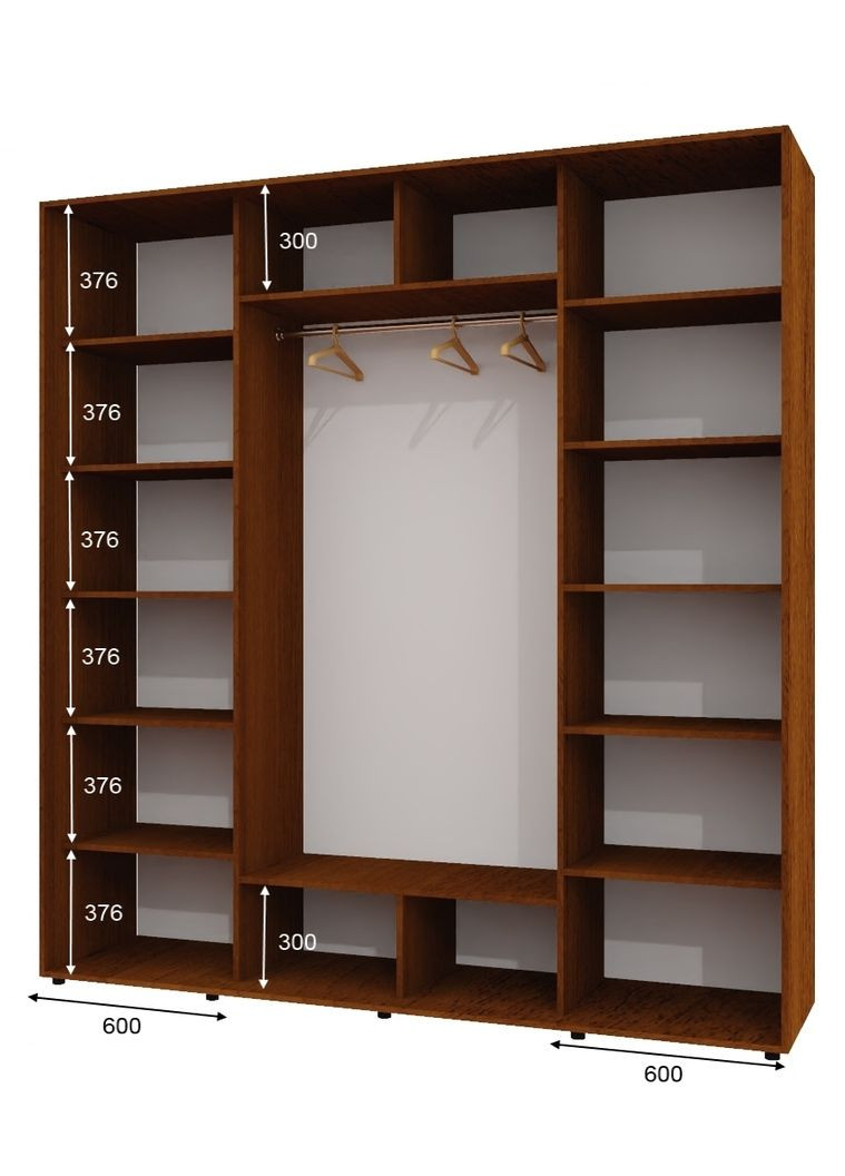 Шафа-купе тридверна 230*60*220 см Горіх лісовий 3 двері ДСП + Дзеркало + ДСП ШК-05 Алекса (356773612)