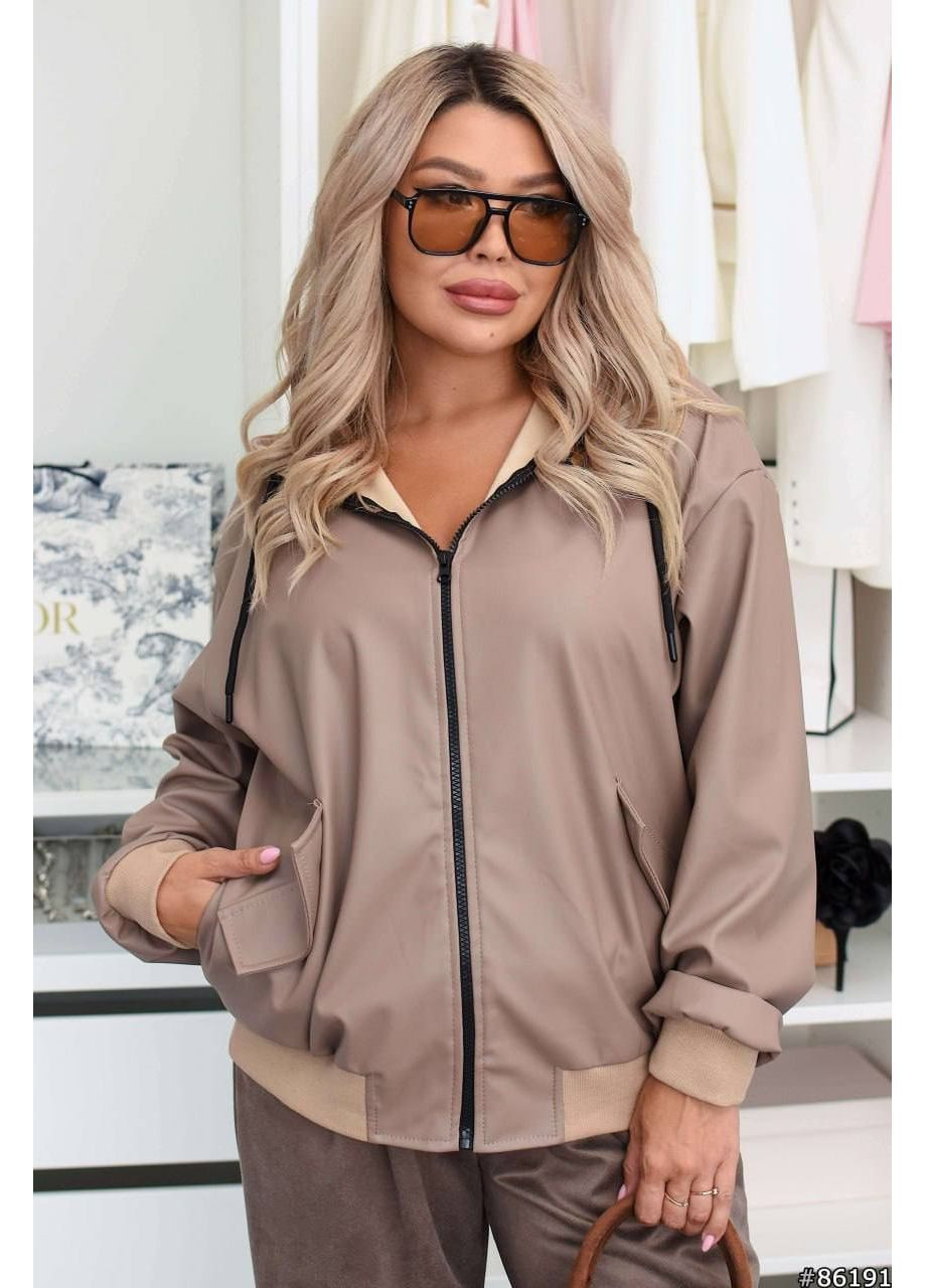 Жіночий бомбер з еко-шкіри з капюшоном Osoblyva (363829284)