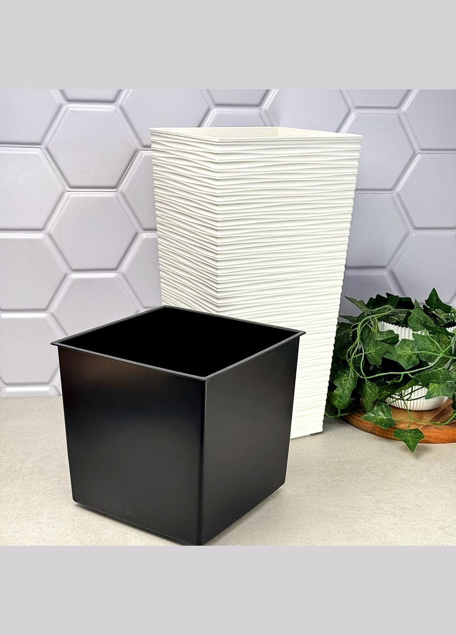 Високий квітковий вазон 19*19 см Крем Долото Фінезія Ламела Lamela (329899771)