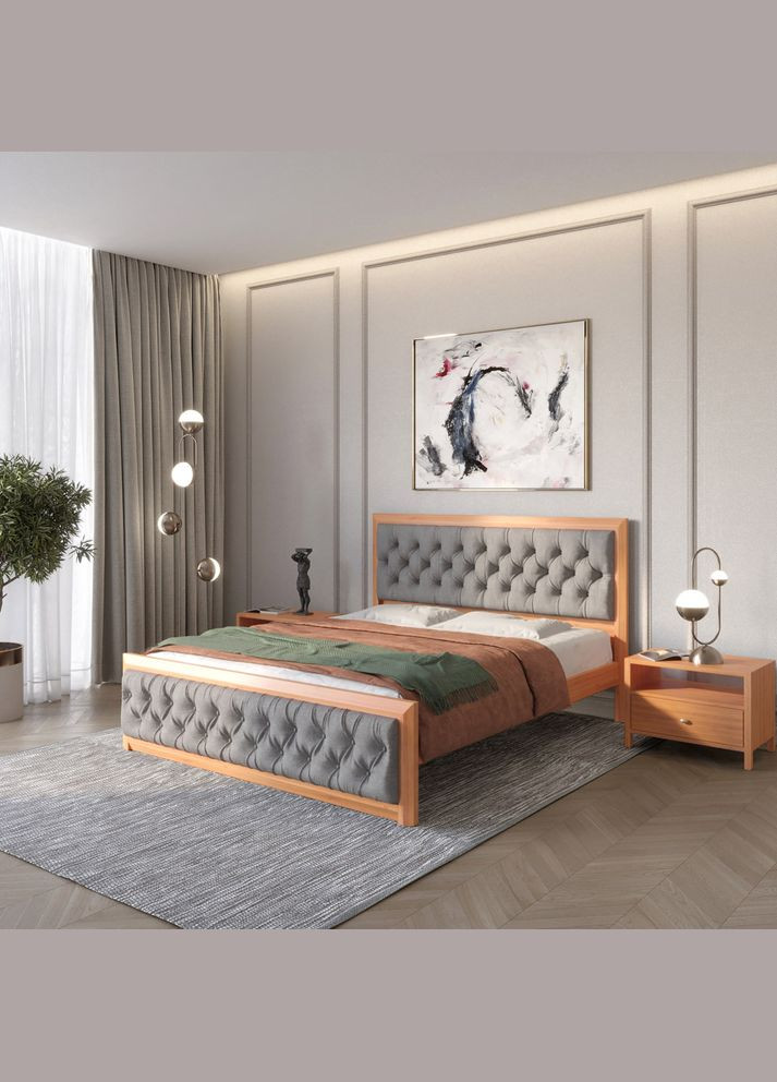 Полуторная деревянная кровать Барселона Б3/Аляска 93 (Серый) 120х190 см (MBG-13888) Mebigrand (366086409)