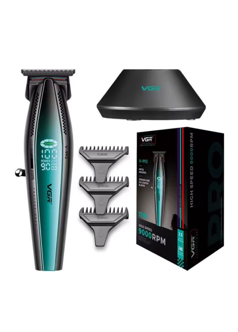 Машинка для стрижки бездротова 2000 мАг 5 Вт триммер LED дисплей зелений (2390000054) VGR V-992 (348059300)