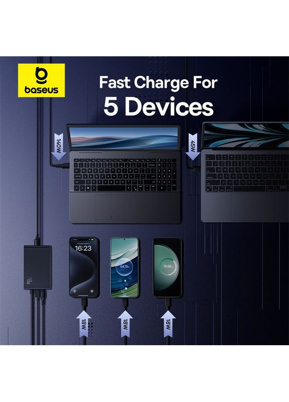 Сетевое зарядное устройство для Desktop Fast Charger 3C+U+DC 240W EU Cluster (P10163901113-00) Baseus Digital GaN Intelligent (361871359)