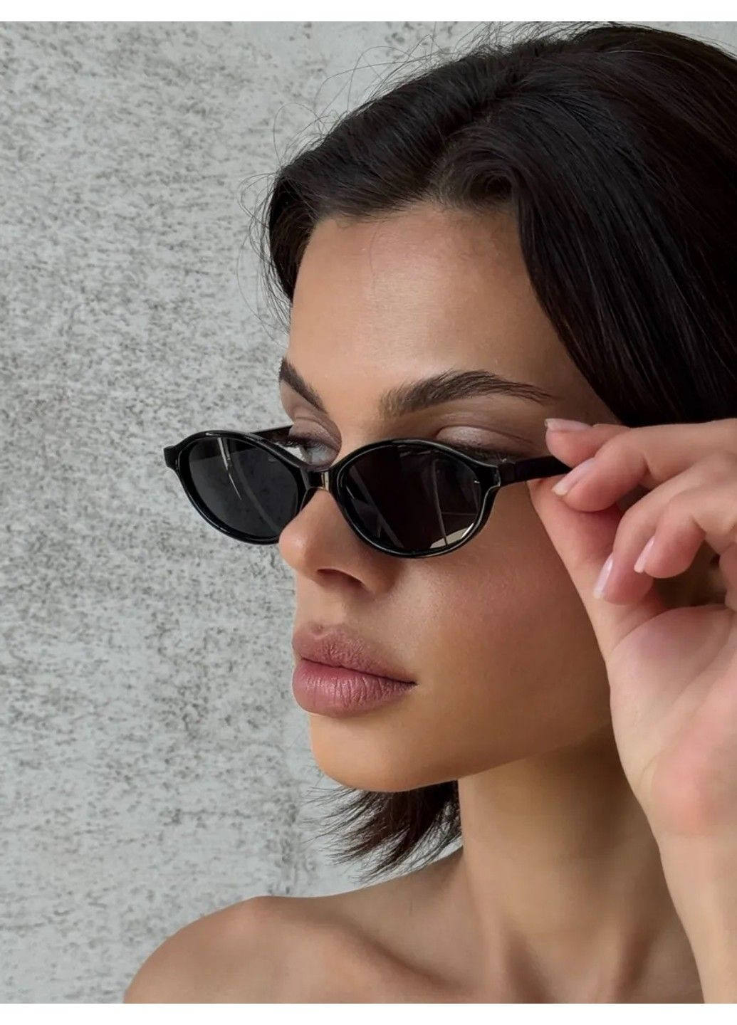 Очки солнцезащитные овальные Glass черные No Brand (354820357)