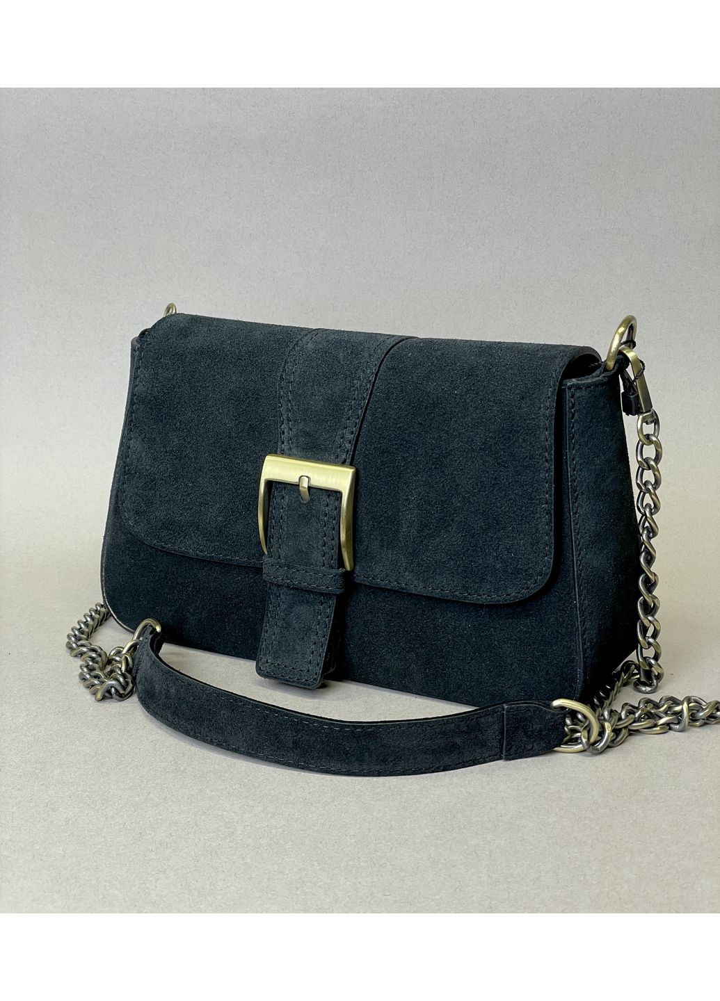 Сумка жіноча з натуральної італійської замші з металевим ланцюжком Bella Bertucci Кросбоді (351503973)