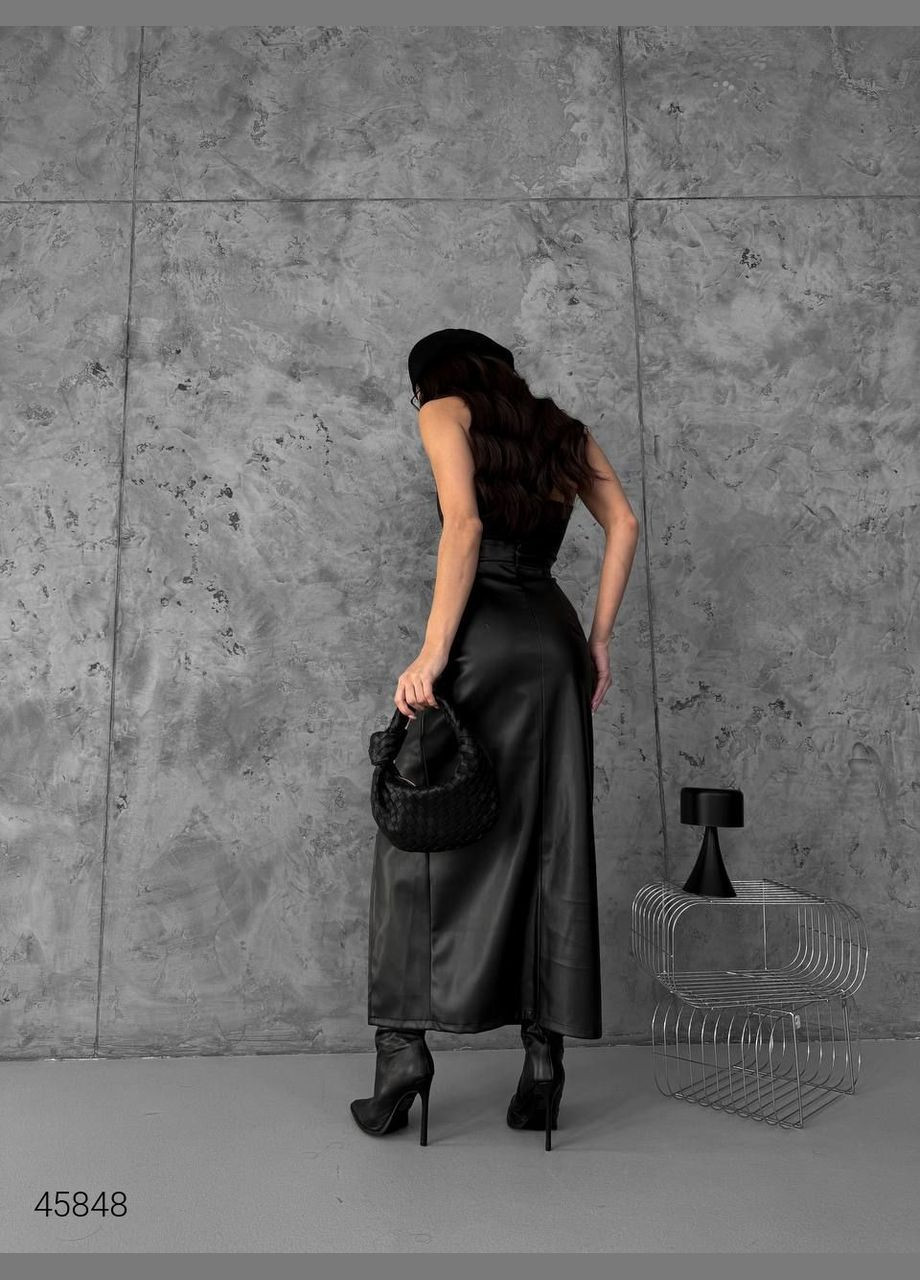 Спідниця міді з екошкіри на флісі Liton (316220713)