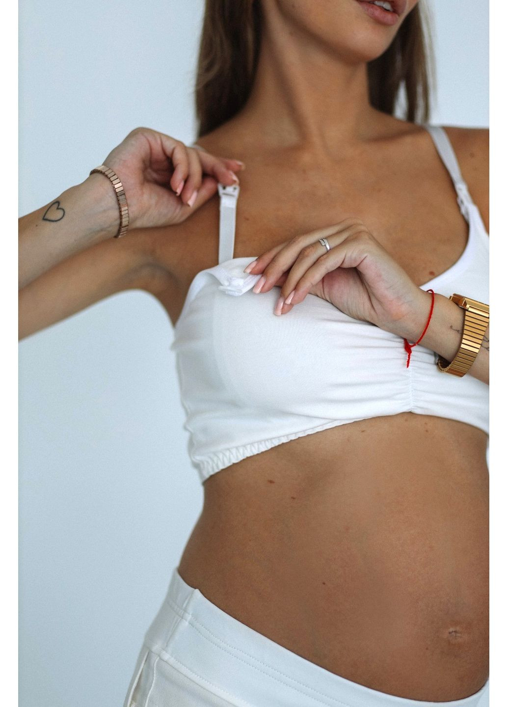 Топ для беременных и кормящих с клипсами на бретелях молочный Dianora (361268952)