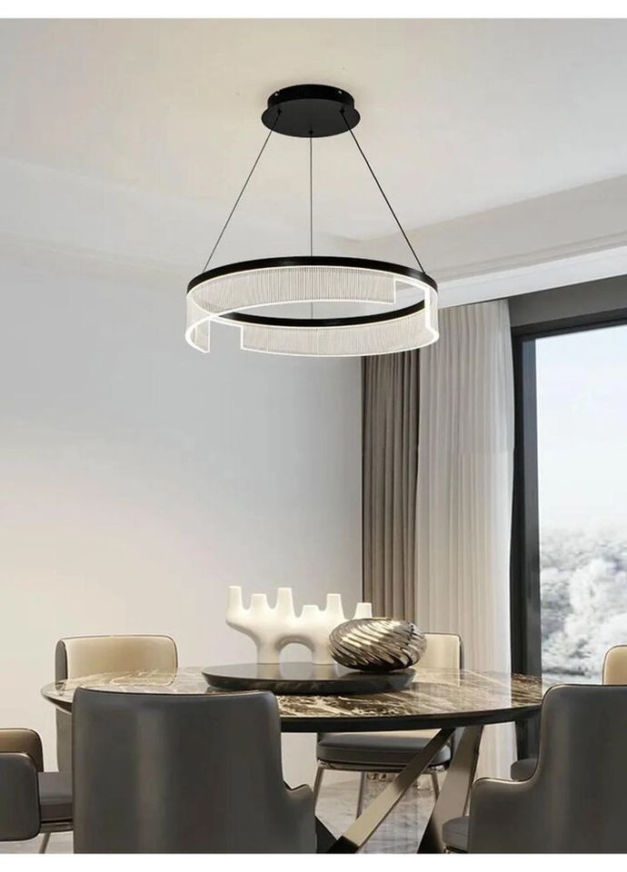 Люстра светодиодная подвесная LED светильник для квартиры на потолок лэд 27009 Черный 35-140х80х80 см. Sunnysky (324396447)