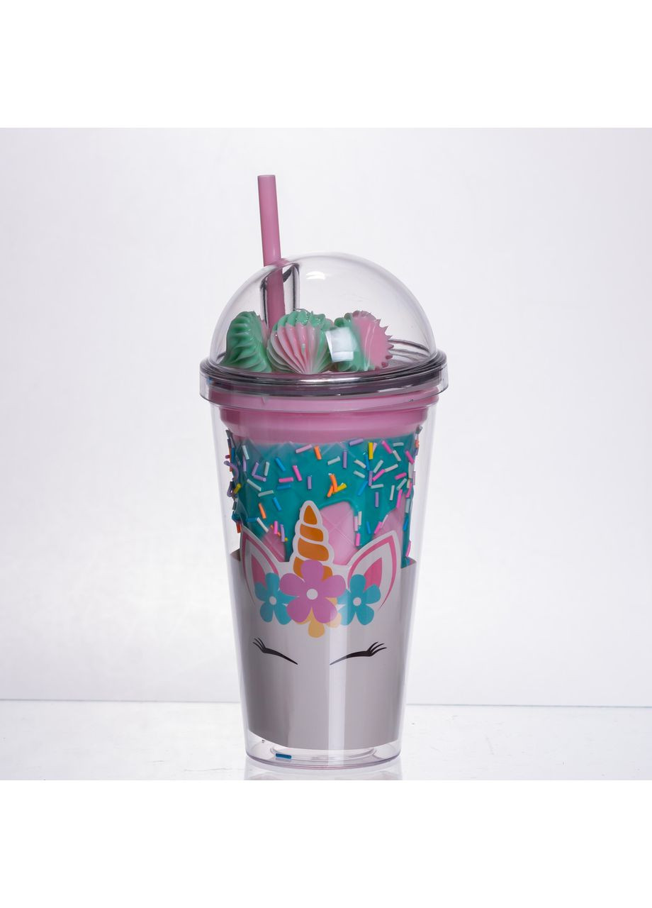 Пластиковый стакан с трубочкой и крышкой 400 мл многоразовый HP-18-1TUP Yiwu (368717977)