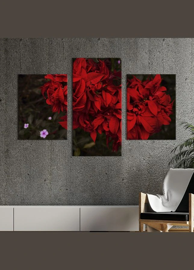Картина из трех панелей триптих Растение с красными листьями 141x90 см (911-32) KilArt (380018361)