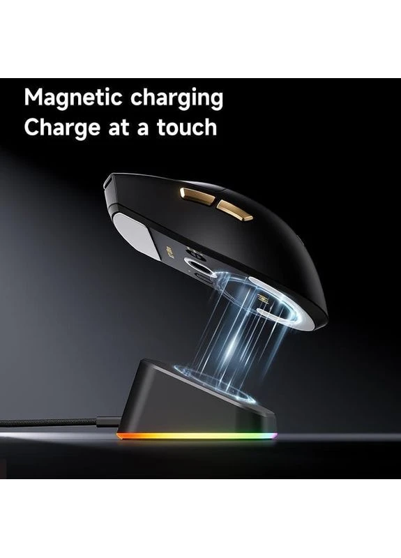 Ігрова ергономічна мишка K7 Ultra White з RGB док-станціїю 8000Hz, 2.4G/Bluetooth/Кабель, PAW3950, 42000 DPI, Ultralight Mchose (374504537)