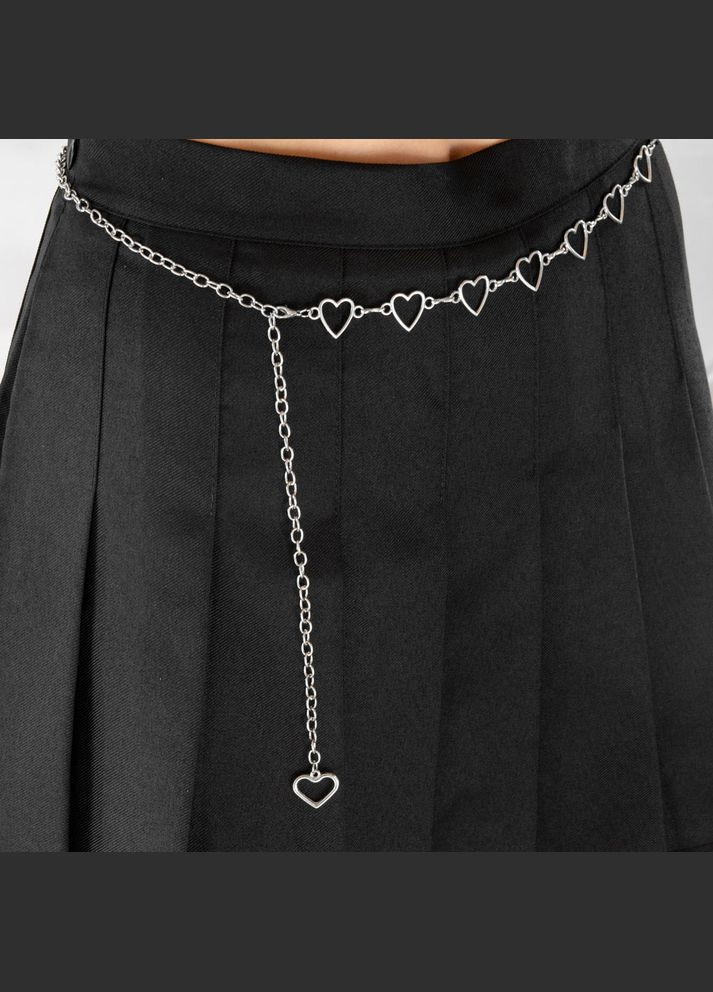 Цепочка с сердечками на ремень юбку джинсы серебристая No Brand (315401590)