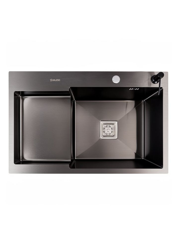 Кухонна мийка нержавійка CM 78*50C R Handmade PVD чорна з поглибленою полицею (3,0/0,8) Valeso (358059710)
