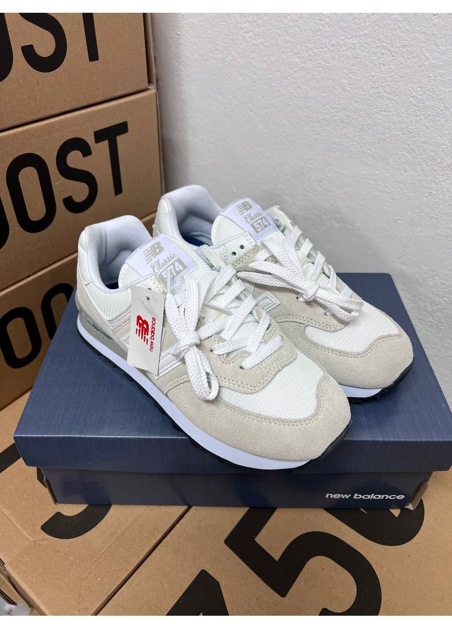КРОССОВКИ ЖЕНСКИЕ NEW BALANCE 574 GREY WHITE НЬЮ БЕЛАНС 574 No Brand серые демисезоны (367172798)