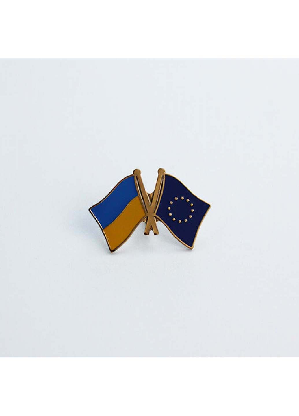 Значок Флаги Украина ЕС 26х17 мм Dobroznak (292338333)