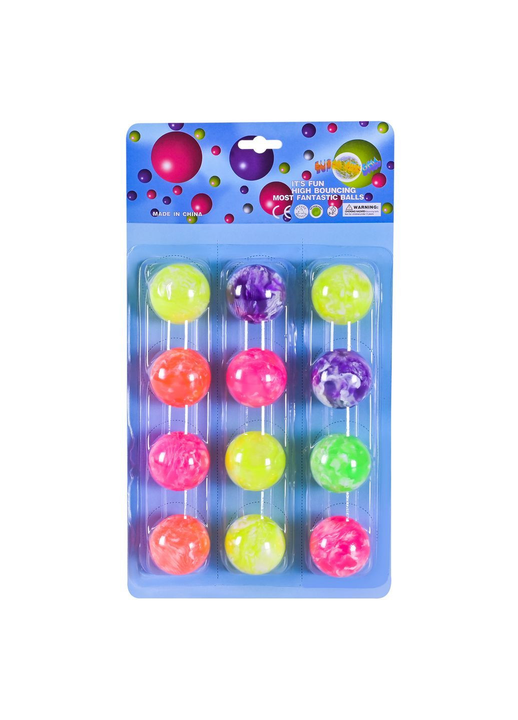 Дитячий стрибунець м'яч 4,5 см в наборі 12 шт на планшетці, в асортименті - No Brand PR2508 (371926701)