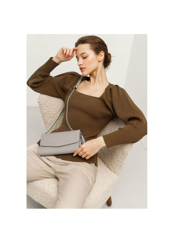 Поясная сумка женская кожаная через плечо с ремешком Элис серая BlankNote (302008829)