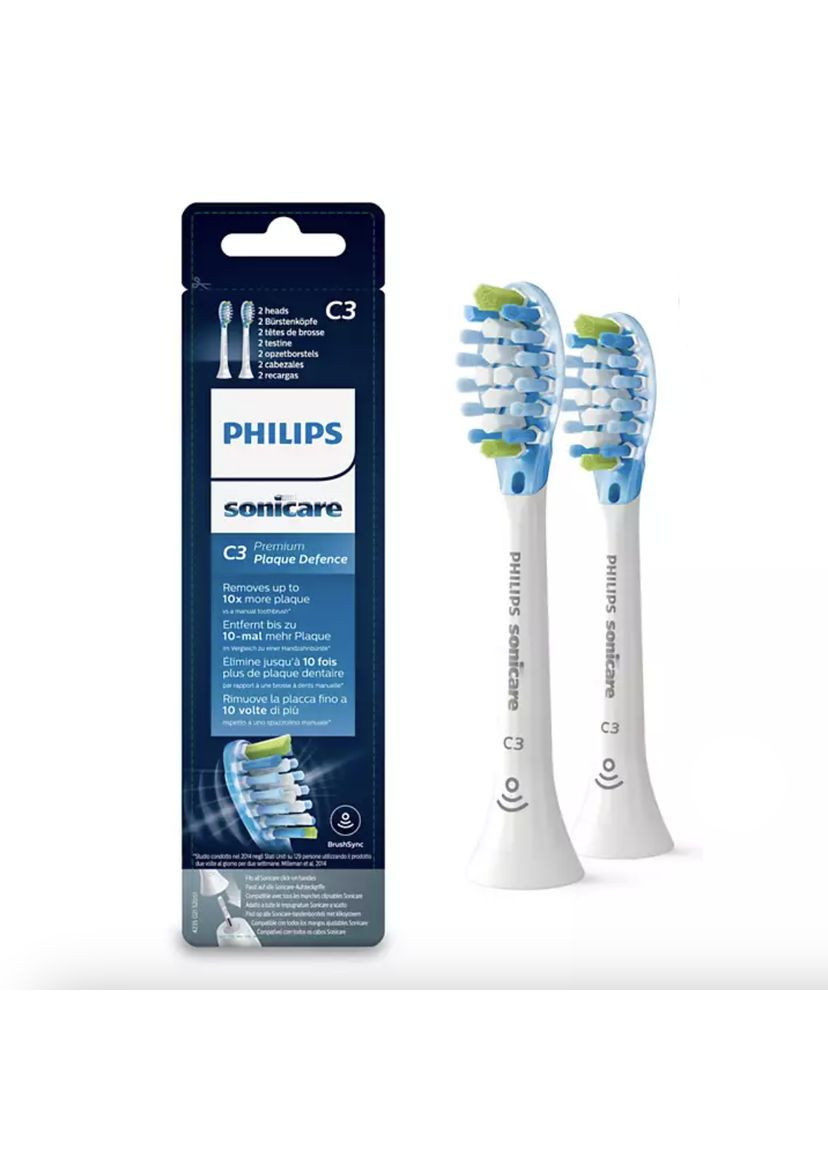 Насадки для зубної щітки електричної Sonicare C3 Premium Plaque Defence White HX9042/17 змінні Philips (302239971)
