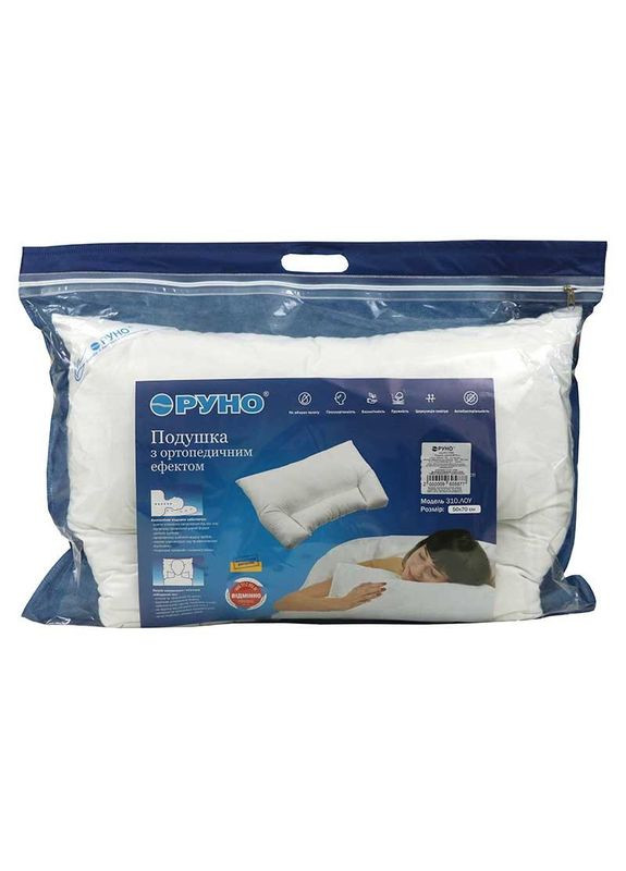 Подушка 50x70 - Анатомічна штучний пух тик біла (100001800) Руно (307413855)