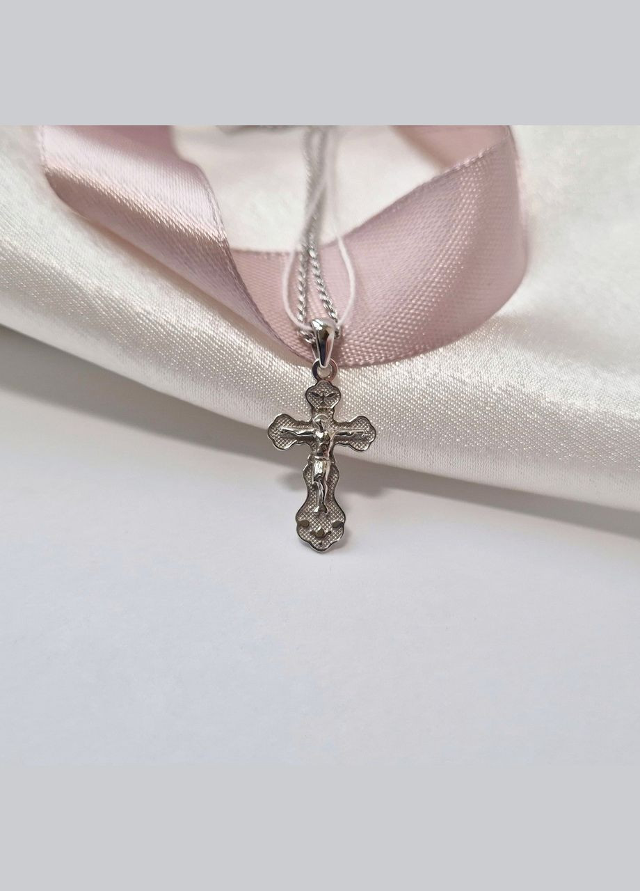 Срібний хрест з розп'яттям срібло 925 проби Родоване 386п 1.01г No Brand (330143679)