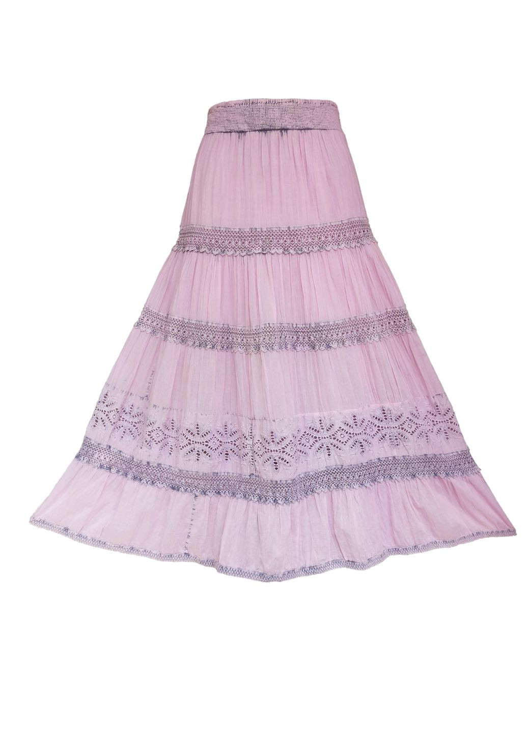 Спідниця довга бавовняна з мереживом Natural indiano Рожевий Free size No Brand (292014305)