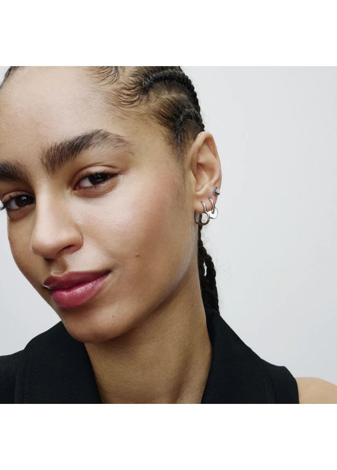 Серебряные серьги с бантиками Пандора открытые хупы с сердцами 293460C00 Kabluchka (355347682)