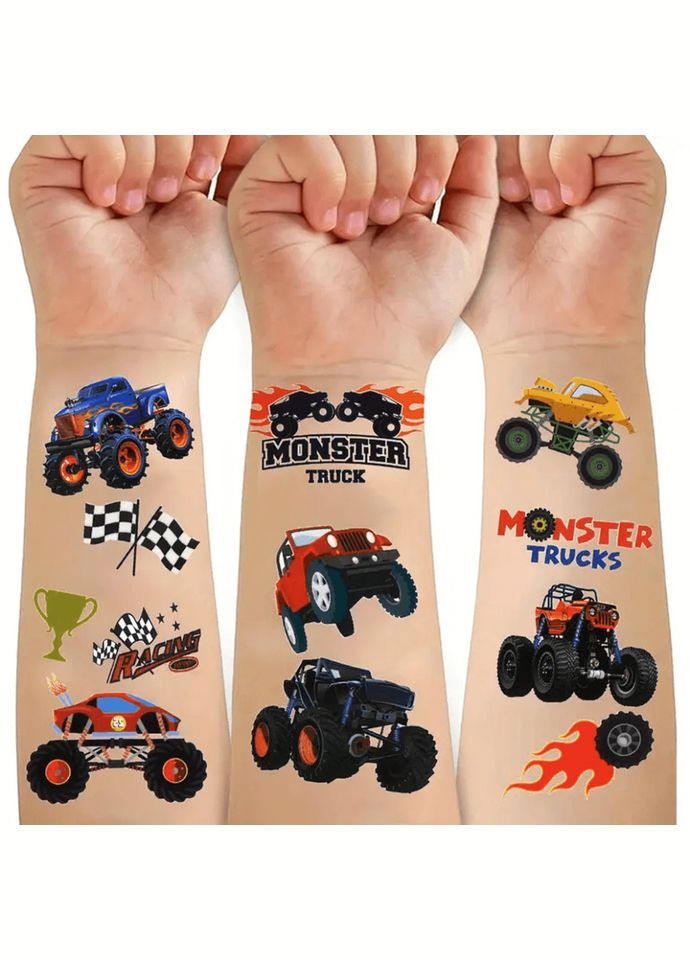 Набір дитячих тимчасових тату «Колеса-монстри» set-10-kids-tatto-cars Fresh Tattoo (316270832)