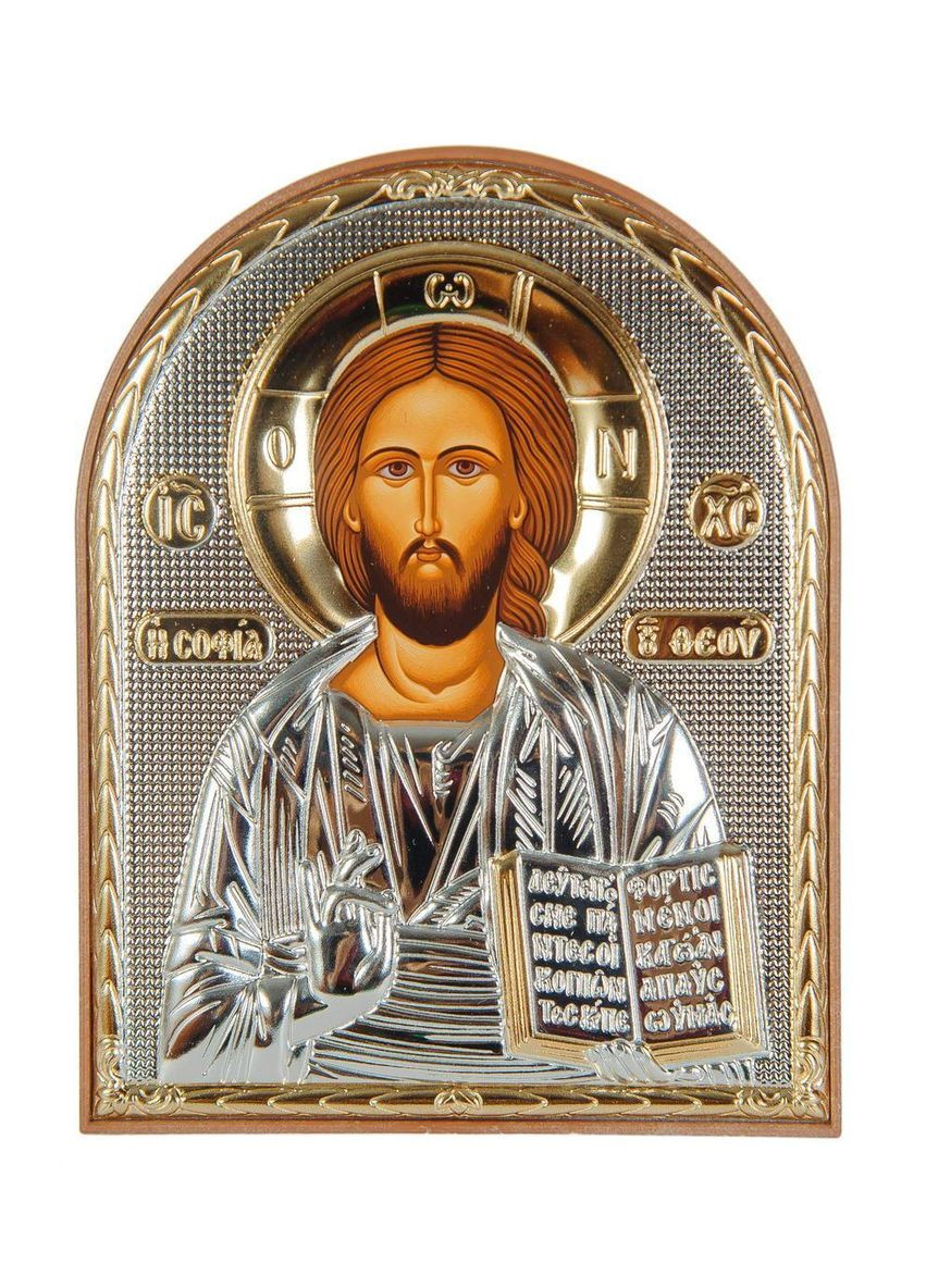 Серебряная Икона Иисуса Христа Спасителя 5,8х7,5см арочной формы в пластиковом киоте Silver Axion (266266029)