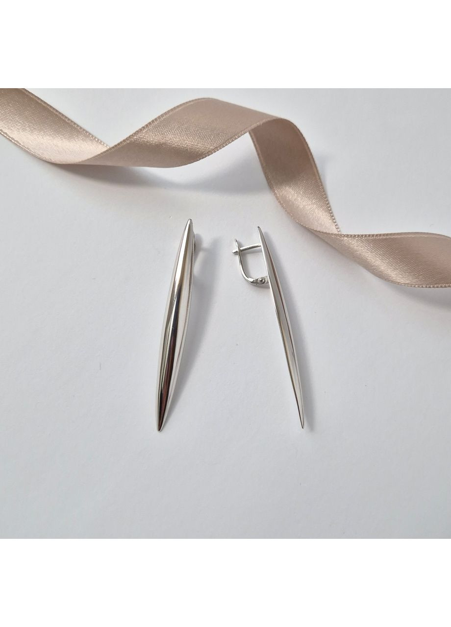 Серебряные сережки Луна серьги Палочки без камней серебро 925 пробы Родированное 2171р 5.93г Nobrand (370438645)