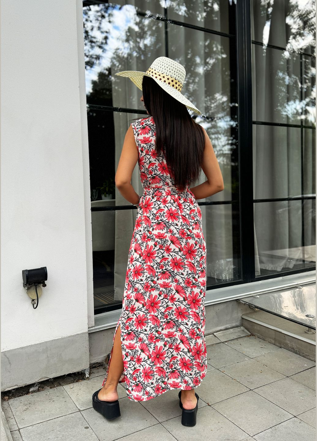 Комбінована повсякденний, кежуал легка літня сукня з яскравим принтом з креп-шифону INNOE з квітковим принтом