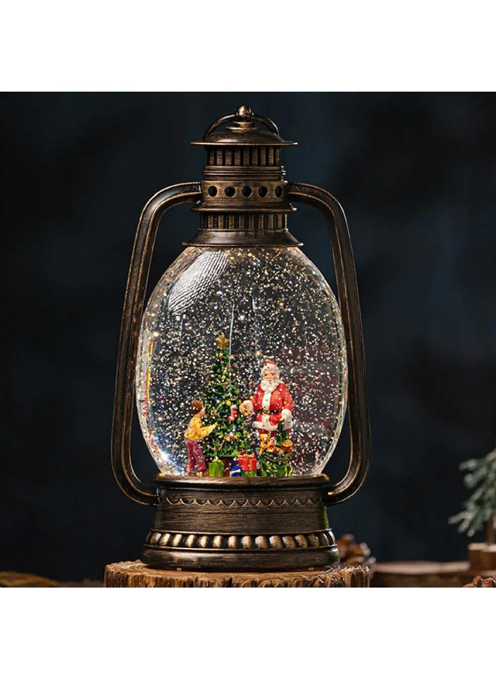 Нічник світильник новорічний вінтажний у вигляді лампи з живленням від батарейок 27,9х15,7х7,6 см (482074-Prob) З Санта Клаусом Unbranded (370140201)
