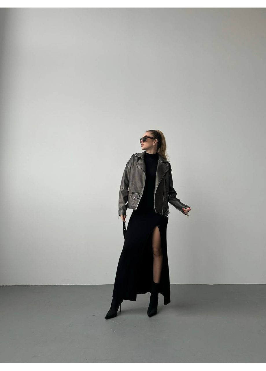 Сіра демісезонна куртка жіноча димісезонна косуха Style Point