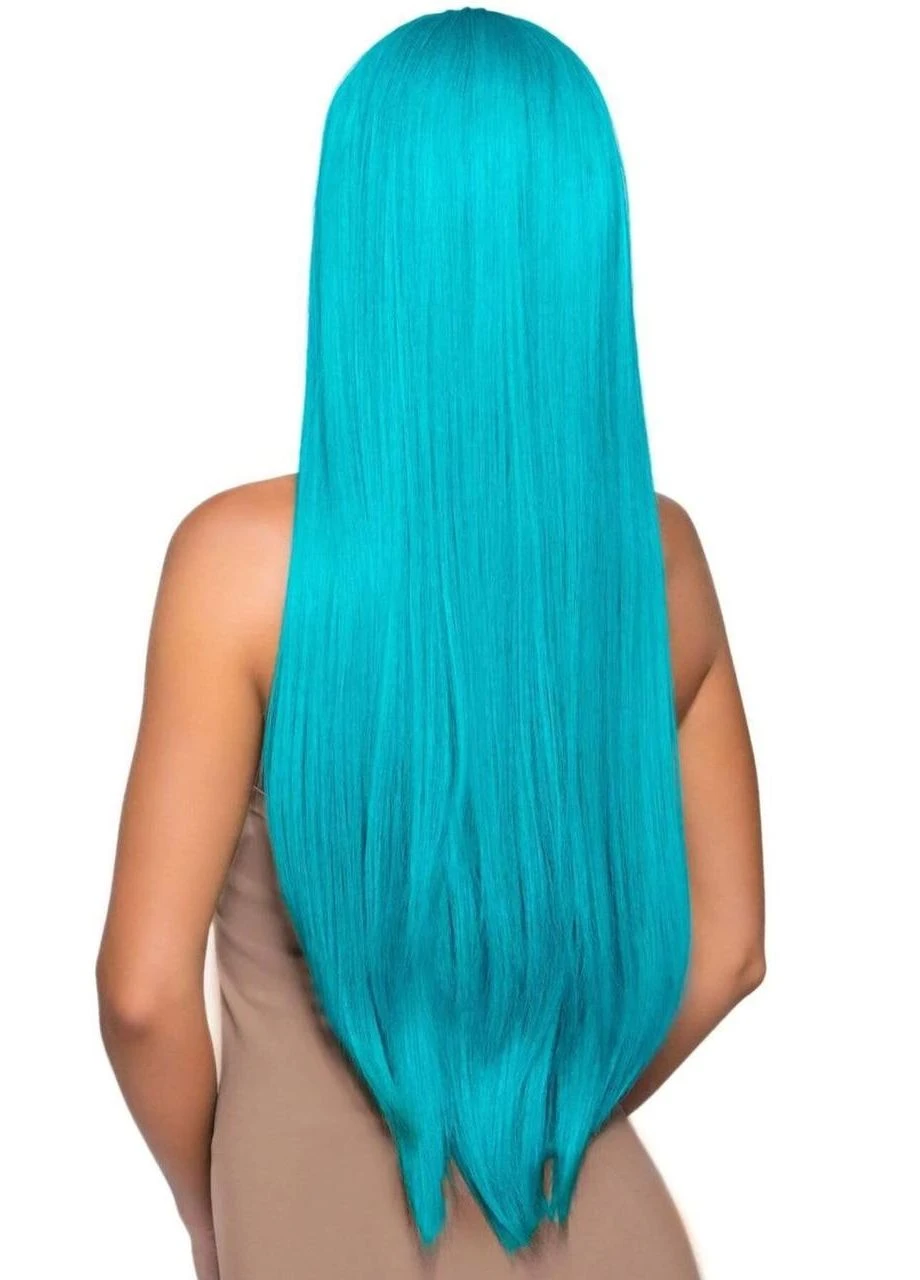 Long straight center part wig turquoise Leg Avenue (365829735)