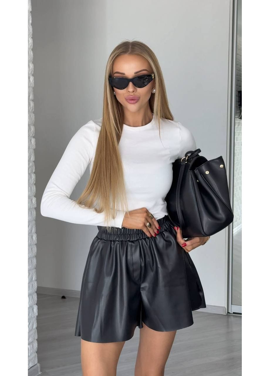 Шкіряні стильні шорти з асиметричним низом Nositi (365765659)