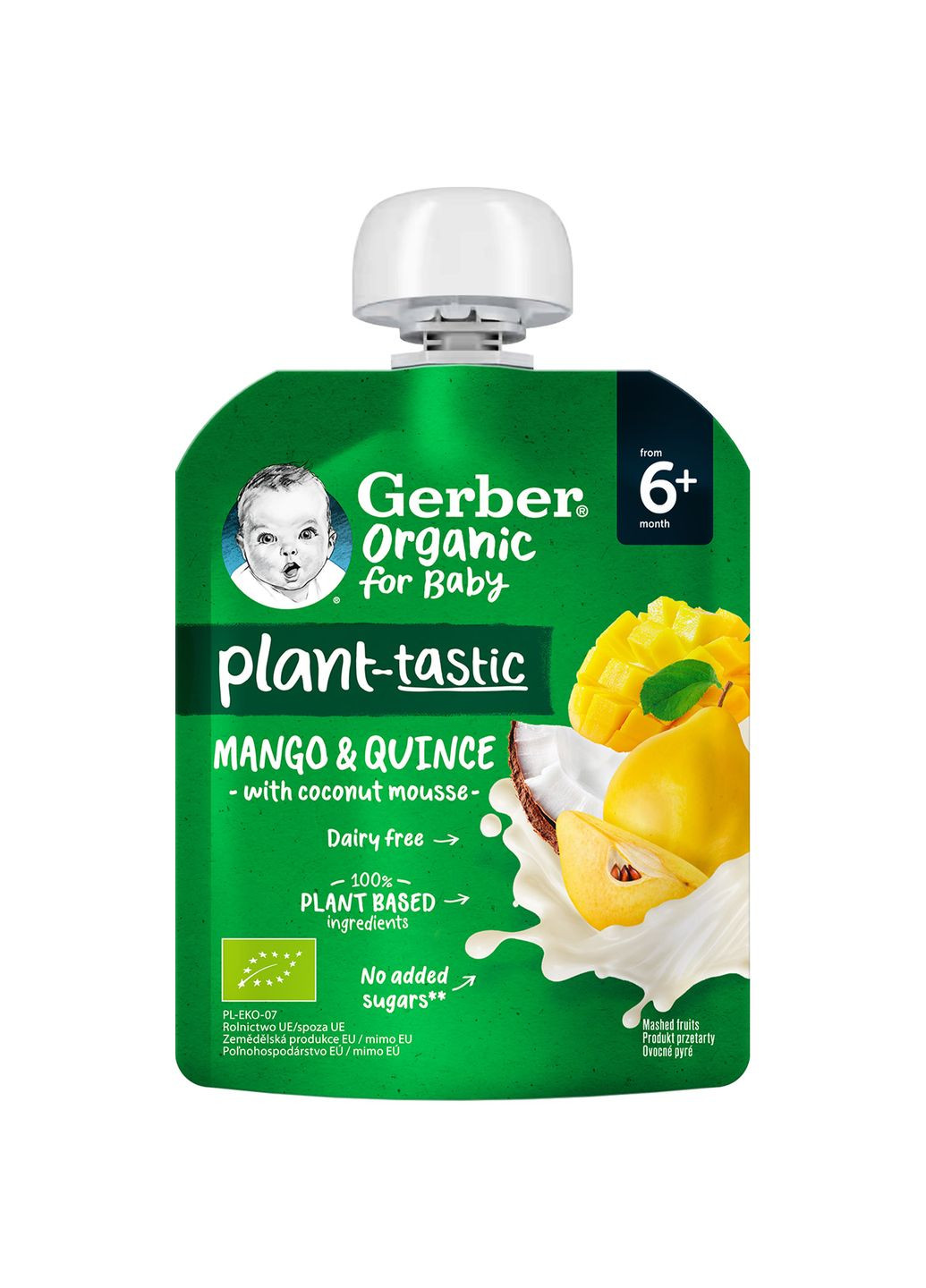 Пюре Organic с манго, айвой и кокосовым муссом для детей от 6 месяцев, 80 г Gerber 12558378 (328402045)