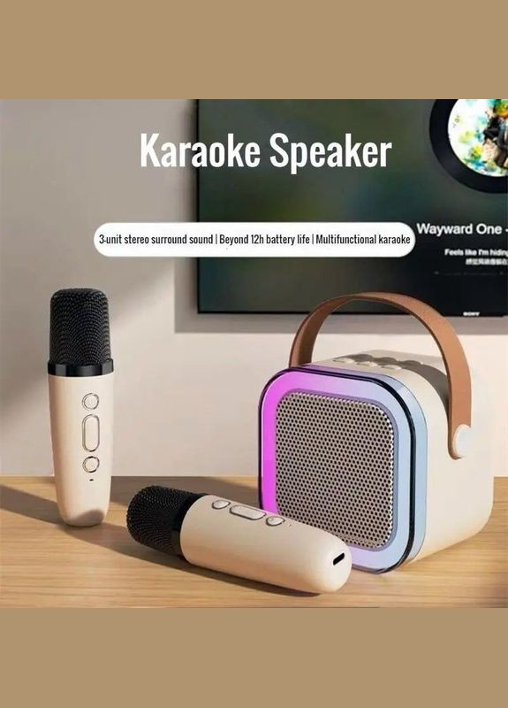 Караоке Светодиодный беспроводной на 2 Микрофона, аудио микрофон детское караоке SPEAKER K12 No Brand (334293525)