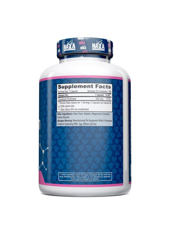 Вітаміни та мінерали Chromium Picolinate 200 mg, 100 капсул Haya Labs (322640004)