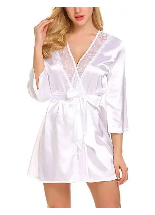 Атласный халат. Сексуальный атласный халат с кружевами. Эротическое белье, летний женский халат. China (360863999)