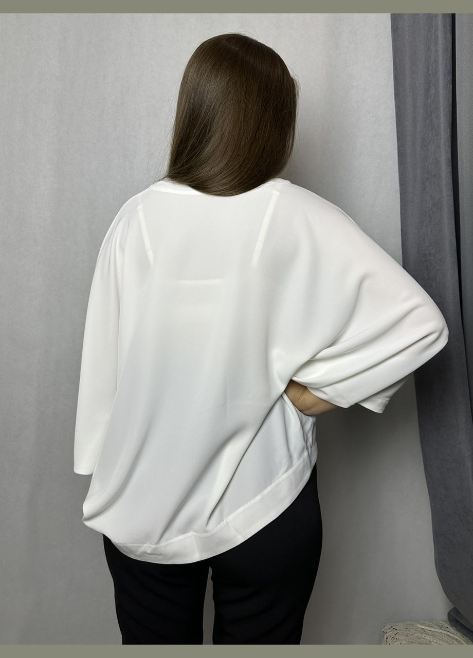 Белая демисезонная блуза женская с рукавами "летучая мышь" белая mktrg0540-1 Modna KAZKA