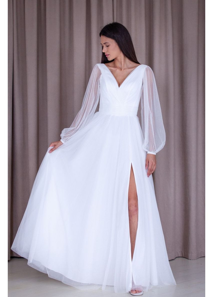 Молочное вечернее платье с юбкой-солнце, а-силуэт Lolita однотонное