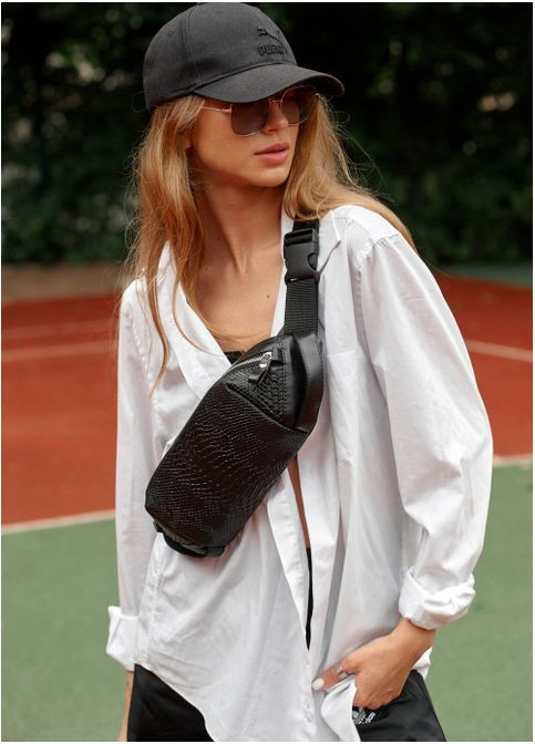 Женская сумка через плечо повседневная бананка экокожаная водостойкая с принтом крокодила Sambag (361669168)