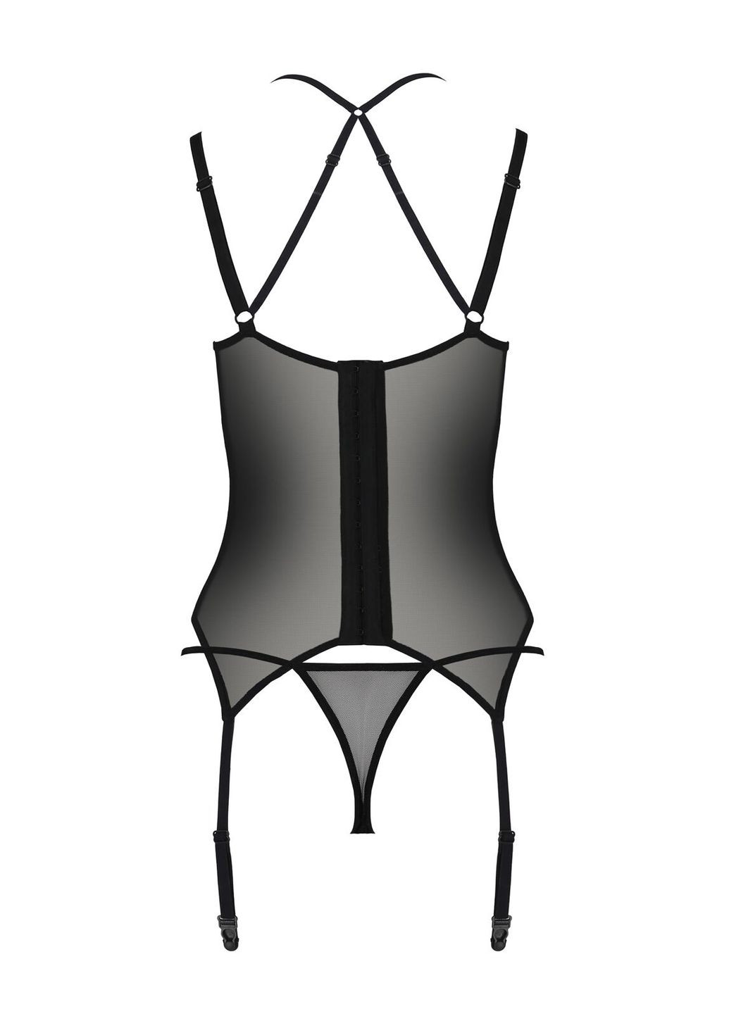 Корсет DROSERA CORSET black, S/M, з кріпленнями для панчіх, трусики в комплекті Passion (369951461)