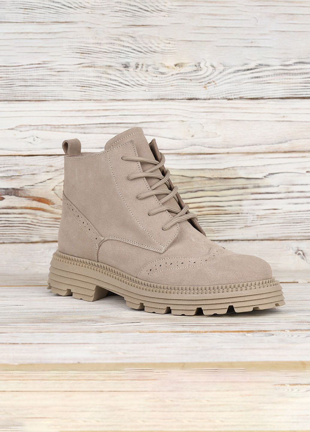 Жіночі черевики бежеві високі зимові черевики замшеві на високій підошві для прогулянок Ditas (365301219)