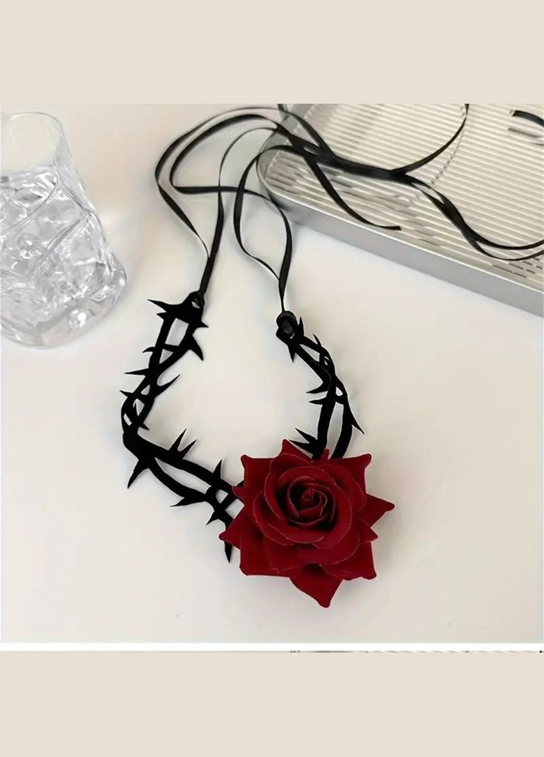 Оксамитовий чокер троянда з шипами, 10-747 Fashion Jewelry (336550601)