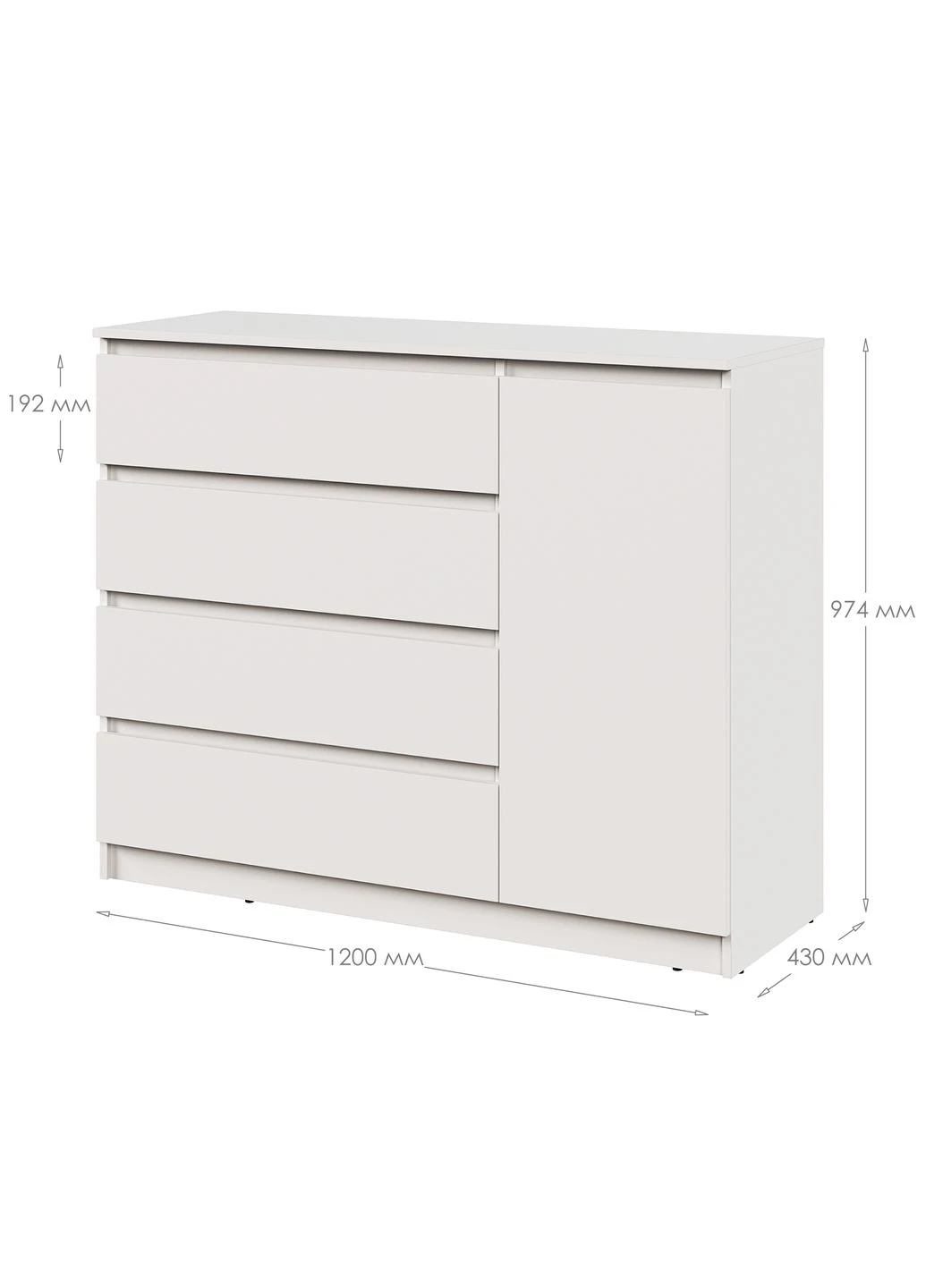 Комод в спальню Нео 1Д4Ш 120x43x98 см Дуб Ристрето (MBS-1048) MebelStar (334300316)
